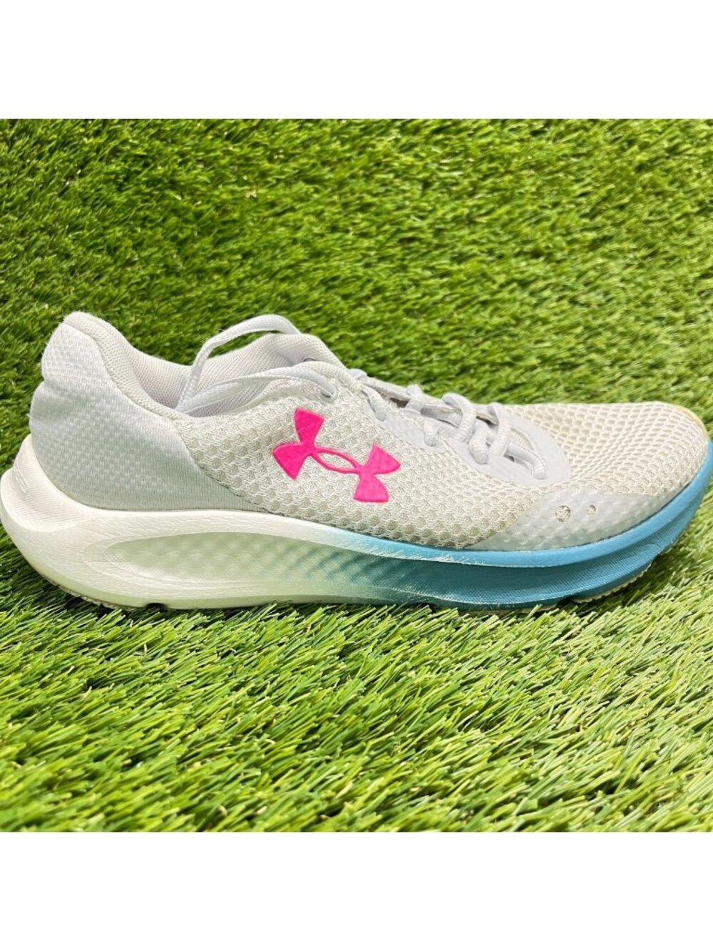 Under Armour Charged Pursuit 3 Womens Size 9.5 Gray Pink Running Shoes Sneakers